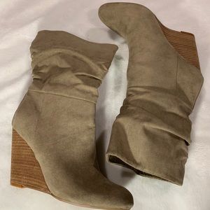 Taupe wedge booties